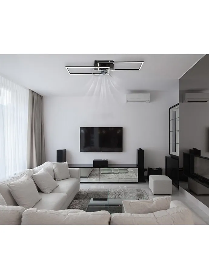 Deckenventilator "Tatiana" in Schwarz - (B)90 x (H)15 x (T)30 cm