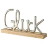 Dekoobjekt "Glück" in Natur/ Silber - (B)30 x (H)17 x (T)7 cm
