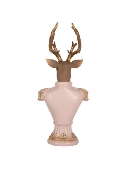 Dekoobjekt "Hirsch" in Rosa/ Gold - (B)16 x (H)36 x (T)14 cm