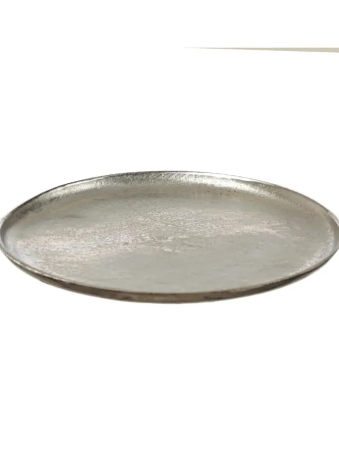 Dekoteller Dekotablett runder Kerzenteller Aluminium D: 30cm in silber