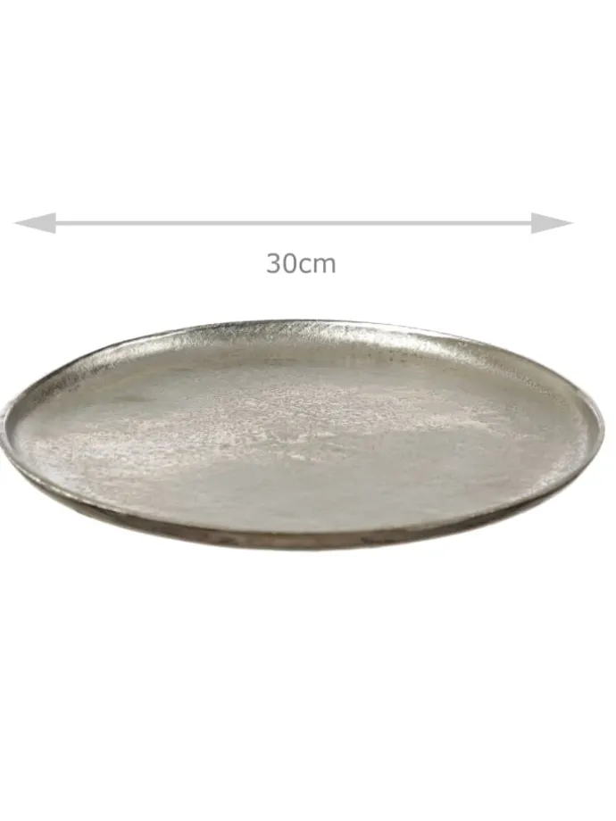 Dekoteller Dekotablett runder Kerzenteller Aluminium D: 30cm in silber