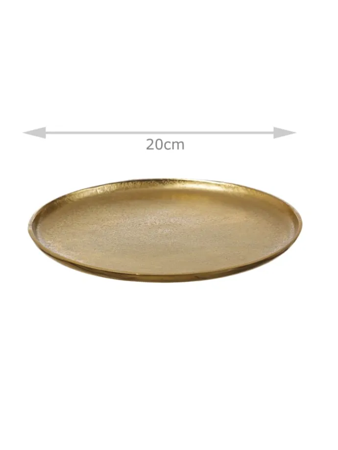 Dekoteller Dekotablett runder Kerzenteller Aluminium D: 20cm in gold