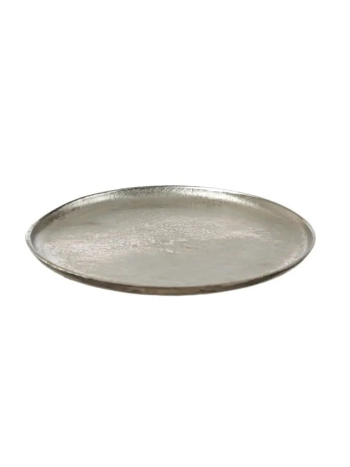 Dekoteller Dekotablett runder Kerzenteller Aluminium D: 20cm in silber