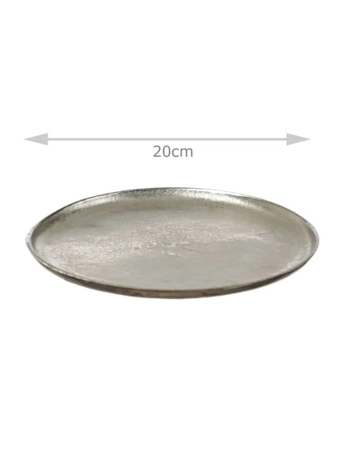 Dekoteller Dekotablett runder Kerzenteller Aluminium D: 20cm in silber