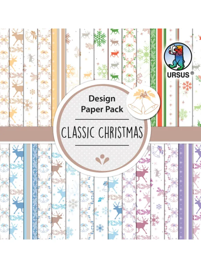 Design Paper Pack, Classic Christmas, 190g, 15x15cm, 30 Blatt - ab 3 Jahren