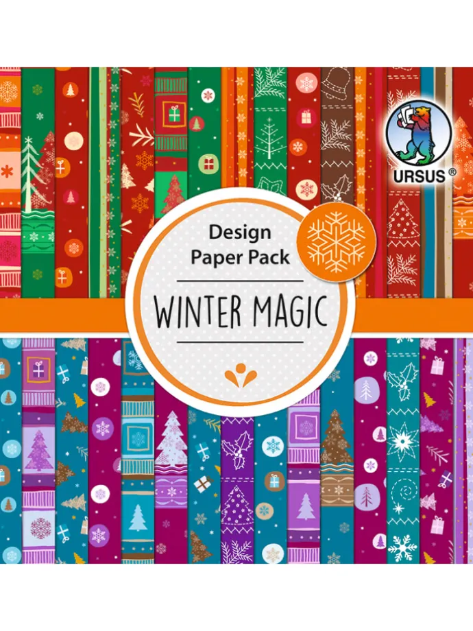 Design Paper Pack, Winter Magic, 190g, 15x15cm, 30 Blatt - ab 3 Jahren