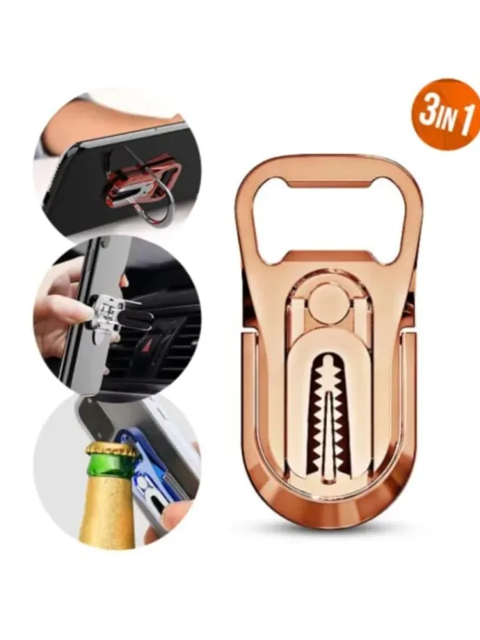 Die 3-in-1 Handyhalterung mit Flaschenöffner & 360° in Rosegold