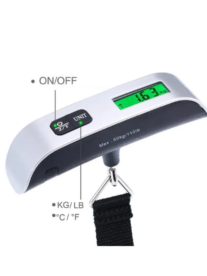 Digitale LCD-Kofferwaage inkl. Batterie Gepäckwaage 50Kg in Grau