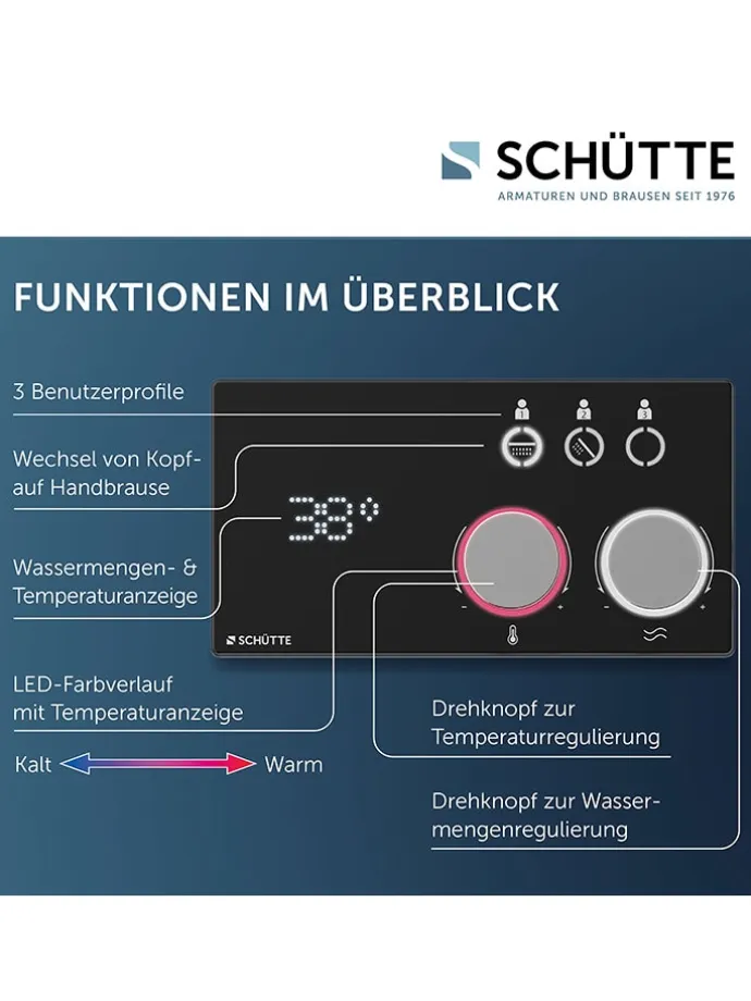 Digitales Duschsystem ''Aquadot'' in Schwarz/ Chrom
