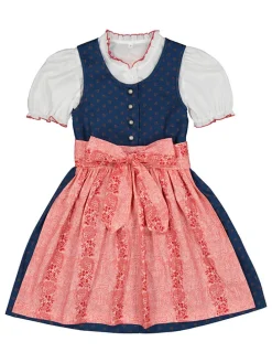 Dirndl in Dunkelblau/ Koralle