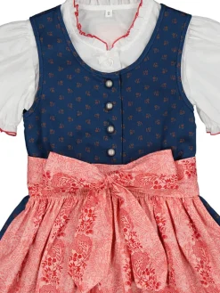 Dirndl in Dunkelblau/ Koralle
