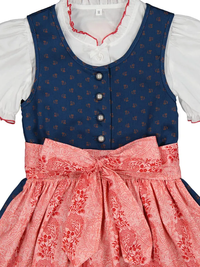 Dirndl in Dunkelblau/ Koralle