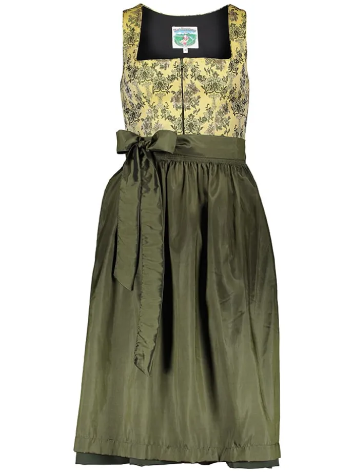 Dirndl in Dunkelgrün/ Gelb