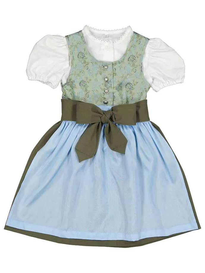 Dirndl in Dunkelgrün/ Hellblau