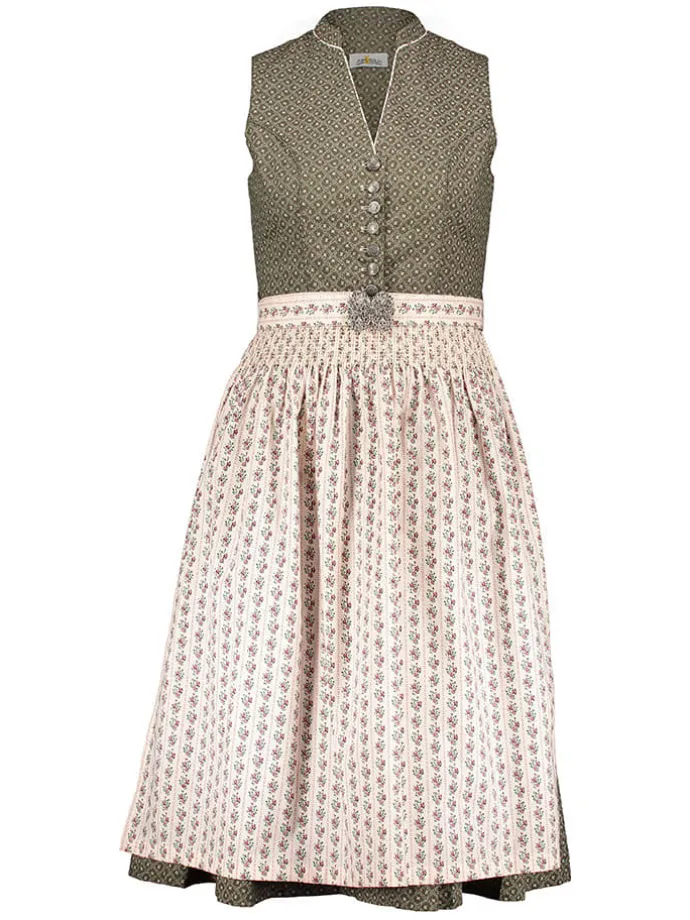 Dirndl in Khaki/ Creme