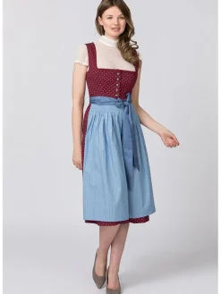 Dirndl "Julina" in Bordeaux/ Hellblau