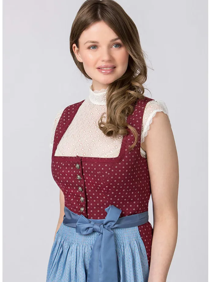 Dirndl "Julina" in Bordeaux/ Hellblau