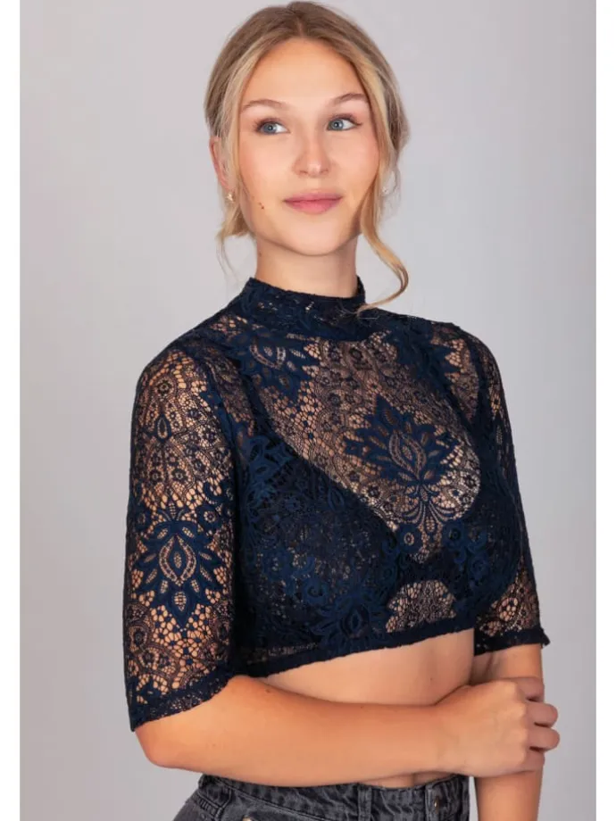 Dirndlbluse Sissi Marineblau in blau