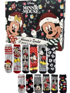Disney Minnie Mouse Socken Adventskalender 12 Paar kurz und lang in Mehrfarbig