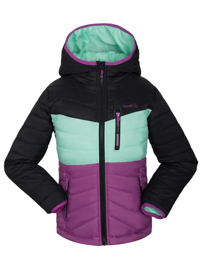 Dünne Ganzjahres-Steppjacke "Harley" in Schwarz/ Türkis/ Lila