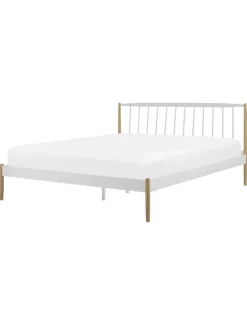 Doppelbett MAURS in Weiß/Braun - (W) 167 x (H) 100 x (L) 209 cm