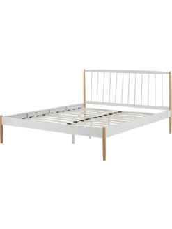 Doppelbett MAURS in Weiß/Braun - (W) 167 x (H) 100 x (L) 209 cm