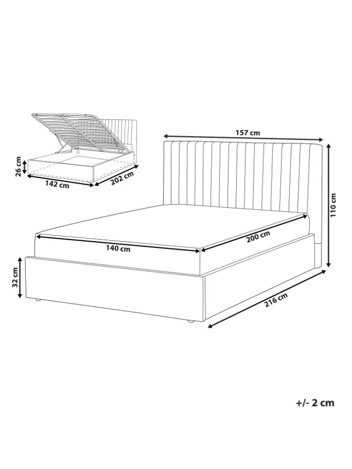 Doppelbett VION in Beige - (W) 157 x (H) 110 x (L) 216 cm