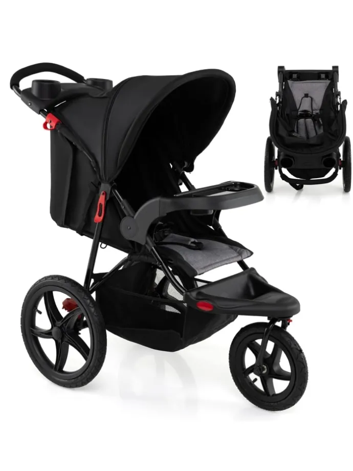 Dreirad Kinderwagen für Baby von 0-4 Jahren in Schwarz