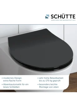 Duroplast WC-Sitz SLIM BLACK, mit Absenkautomatik und Schnellverschluss