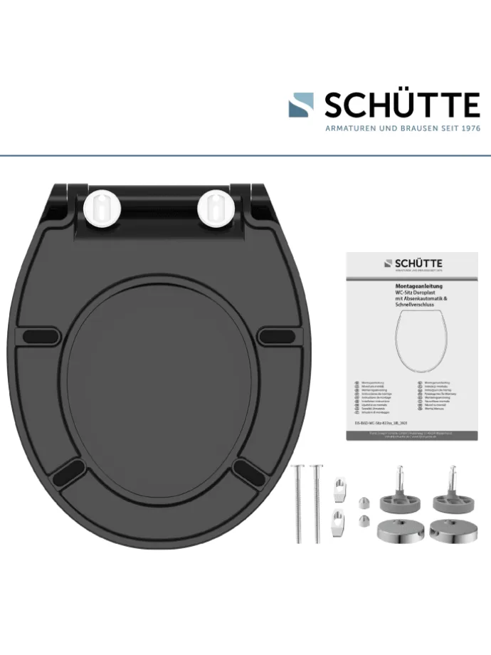 Duroplast WC-Sitz SLIM BLACK, mit Absenkautomatik und Schnellverschluss