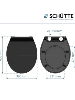 Duroplast WC-Sitz SLIM BLACK, mit Absenkautomatik und Schnellverschluss