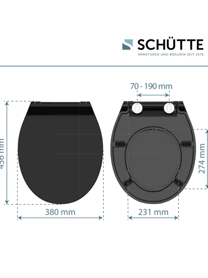 Duroplast WC-Sitz SLIM BLACK, mit Absenkautomatik und Schnellverschluss