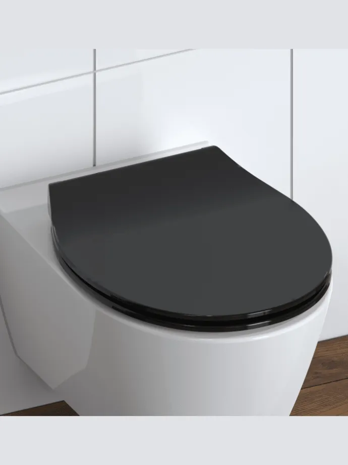 Duroplast WC-Sitz SLIM BLACK, mit Absenkautomatik und Schnellverschluss