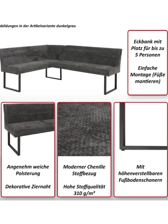 Eckbank MCW-O81 210x159cm, Grün
