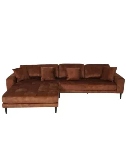 Ecksofa 3-Sitzer J54, Samt rost-rot