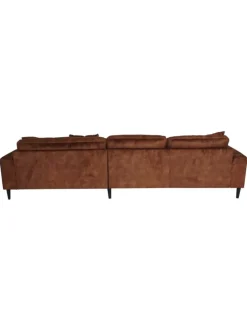 Ecksofa 3-Sitzer J54, Samt rost-rot
