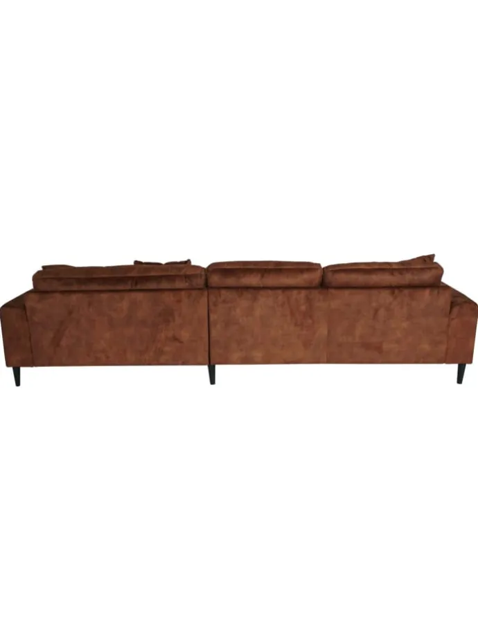 Ecksofa 3-Sitzer J54, Samt rost-rot