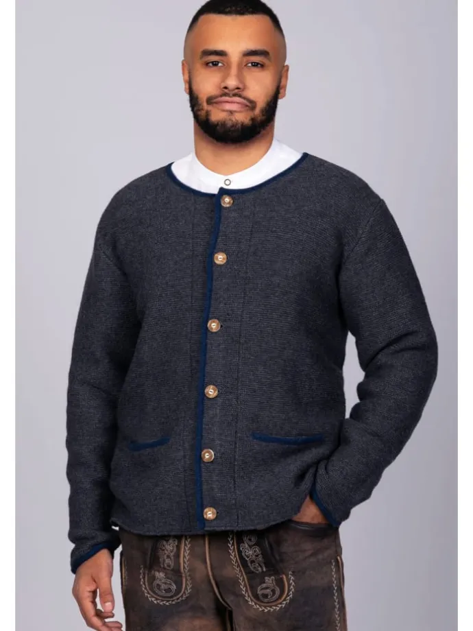 Edelnice Trachten Strickjacke Felix anthrazit in anthrazit