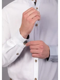 Edelnice Trachtenhemd Simon grün in weiß