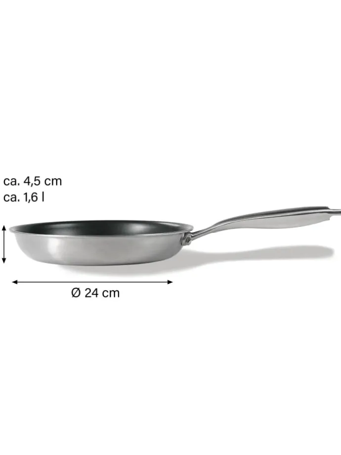 Edelstahlpfanne Bratpfanne | ohne Deckel in Silber