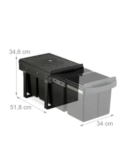 Einbaumülleimer in Schwarz - 2x 15 l