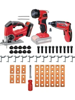 Einhell KIDS E-Case Kinder Werkbank (110 Teile) in mehrfarbig