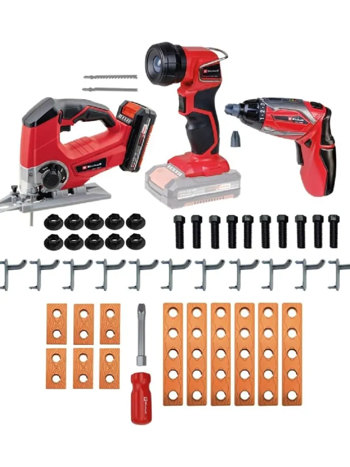Einhell KIDS E-Case Kinder Werkbank (110 Teile) in mehrfarbig