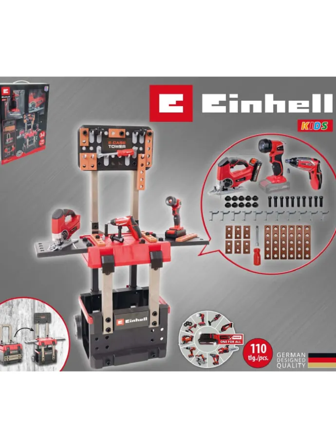 Einhell KIDS E-Case Kinder Werkbank (110 Teile) in mehrfarbig