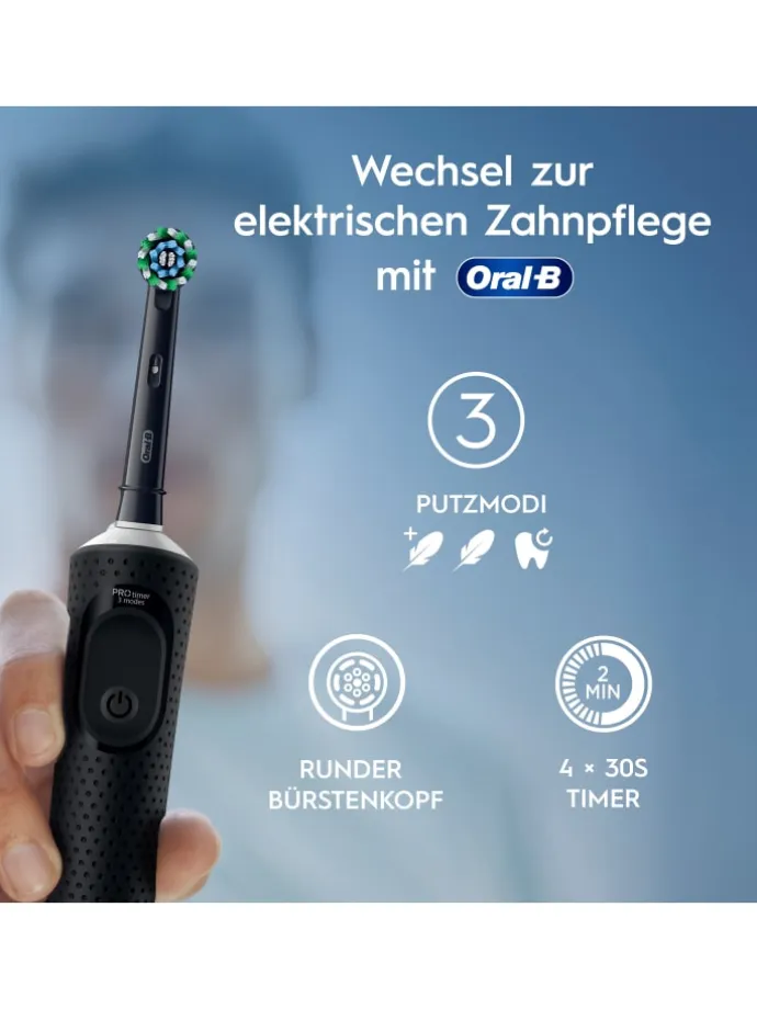 Elektrische Zahnbürste "Vitality Pro + 2. Handstück" in Schwarz/Lila