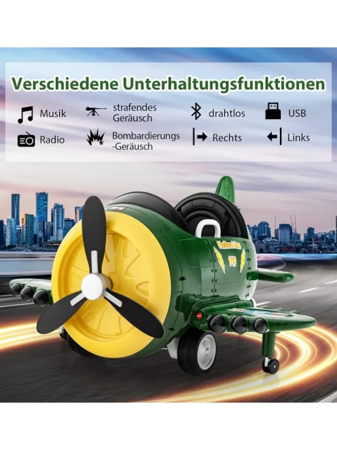 Elektroflugzeug Aufsitz ab 3 Jahren in Grün