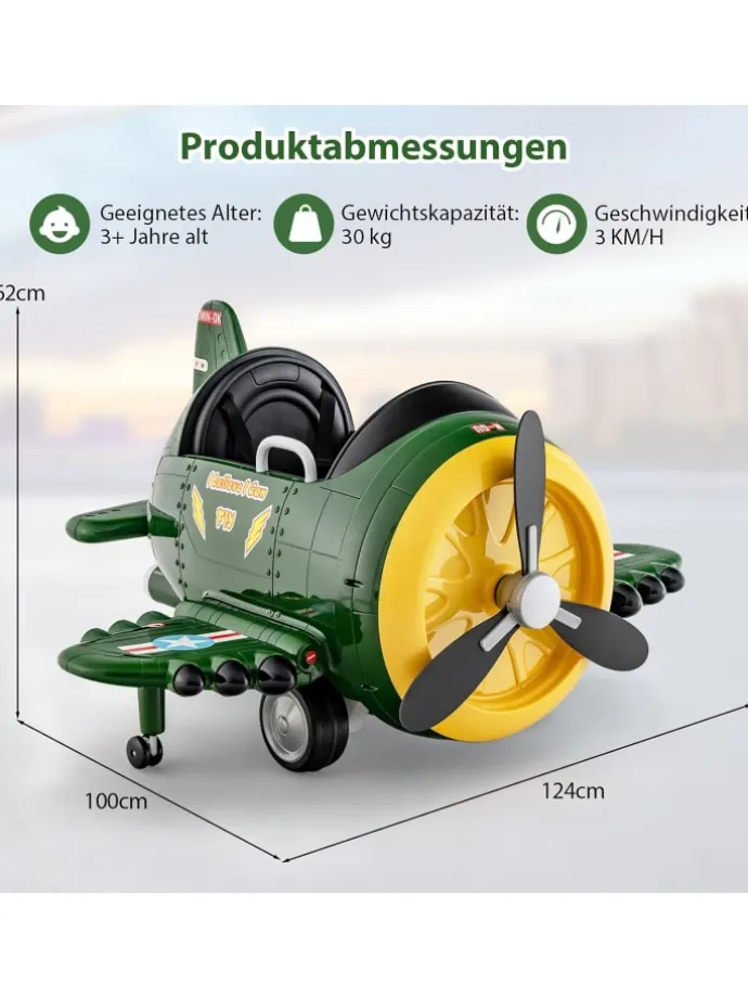 Elektroflugzeug Aufsitz ab 3 Jahren in Grün