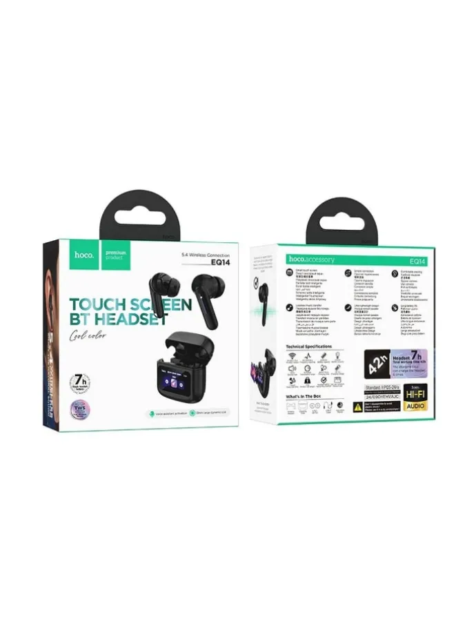 EQ14 TWS Bluetooth Kopfhörer Touchscreen Case Schwarz
