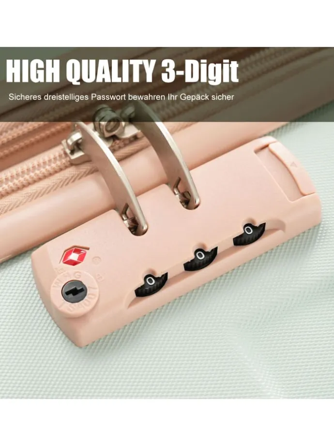3er Koffer Set Hartschalenkoffer 78 cm mit 4 Rollen und TSA, Grün