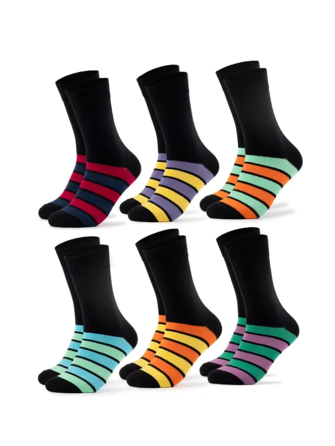 6er Pack Bunte Socken Moritz in Streifen